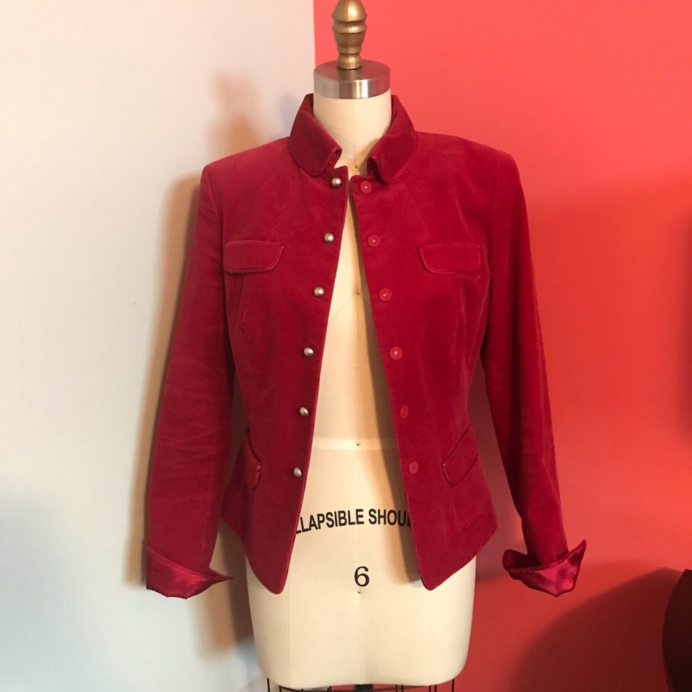 Tahari red suede blazer jacket